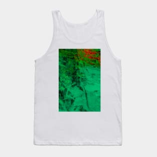 Green red abstract digital painting from a scratched stonewall V1 Tank Top